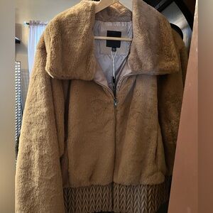 Women's Tan Faux Fur Jacket